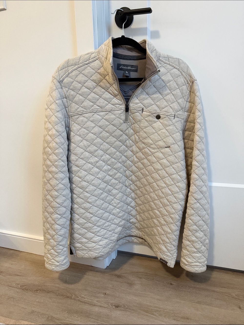 Eddie Bauer Quilted Half-Zip Pullover in Light Taupe